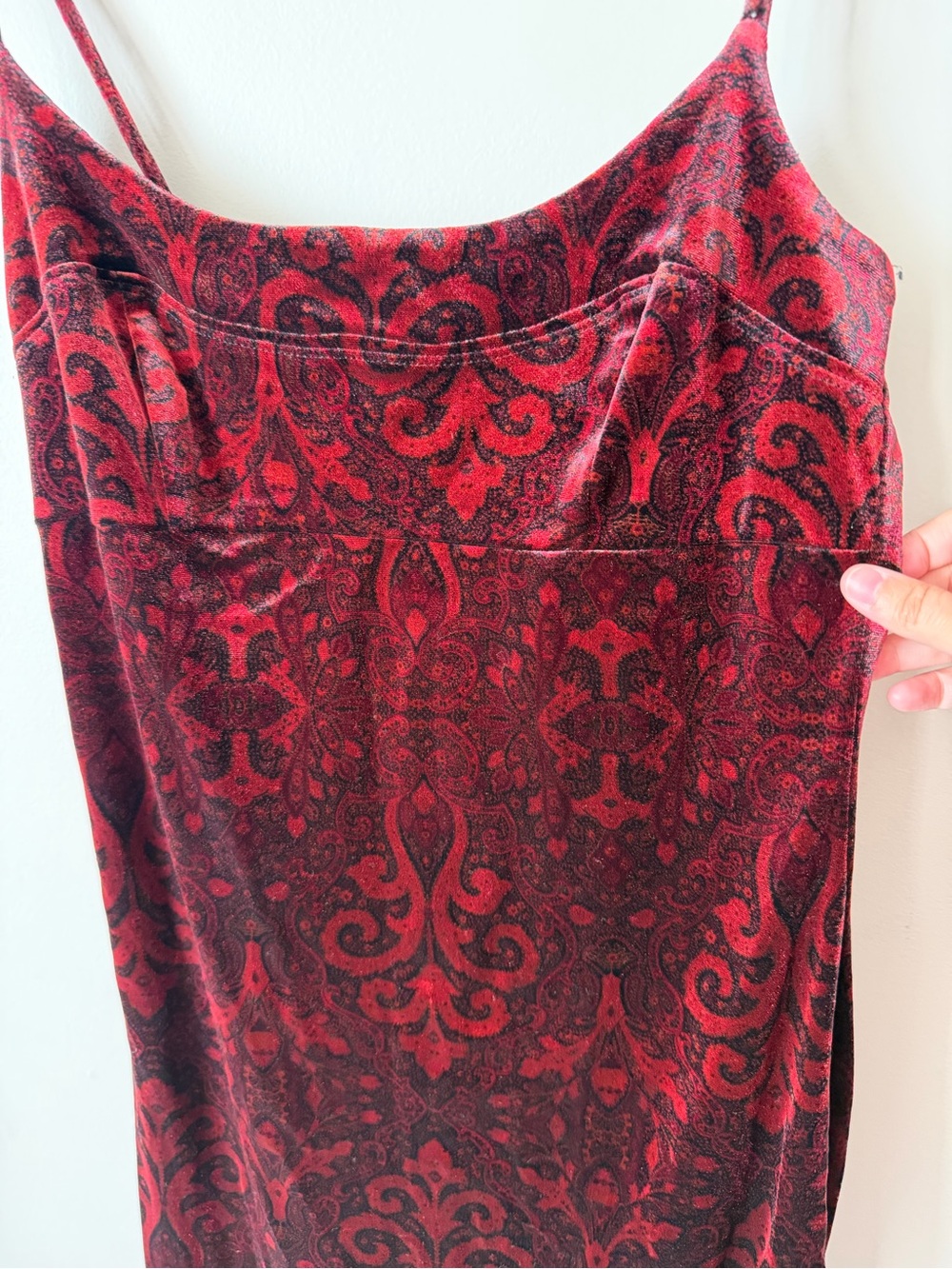 Rampage Red and Black Velvet Paisley Dress